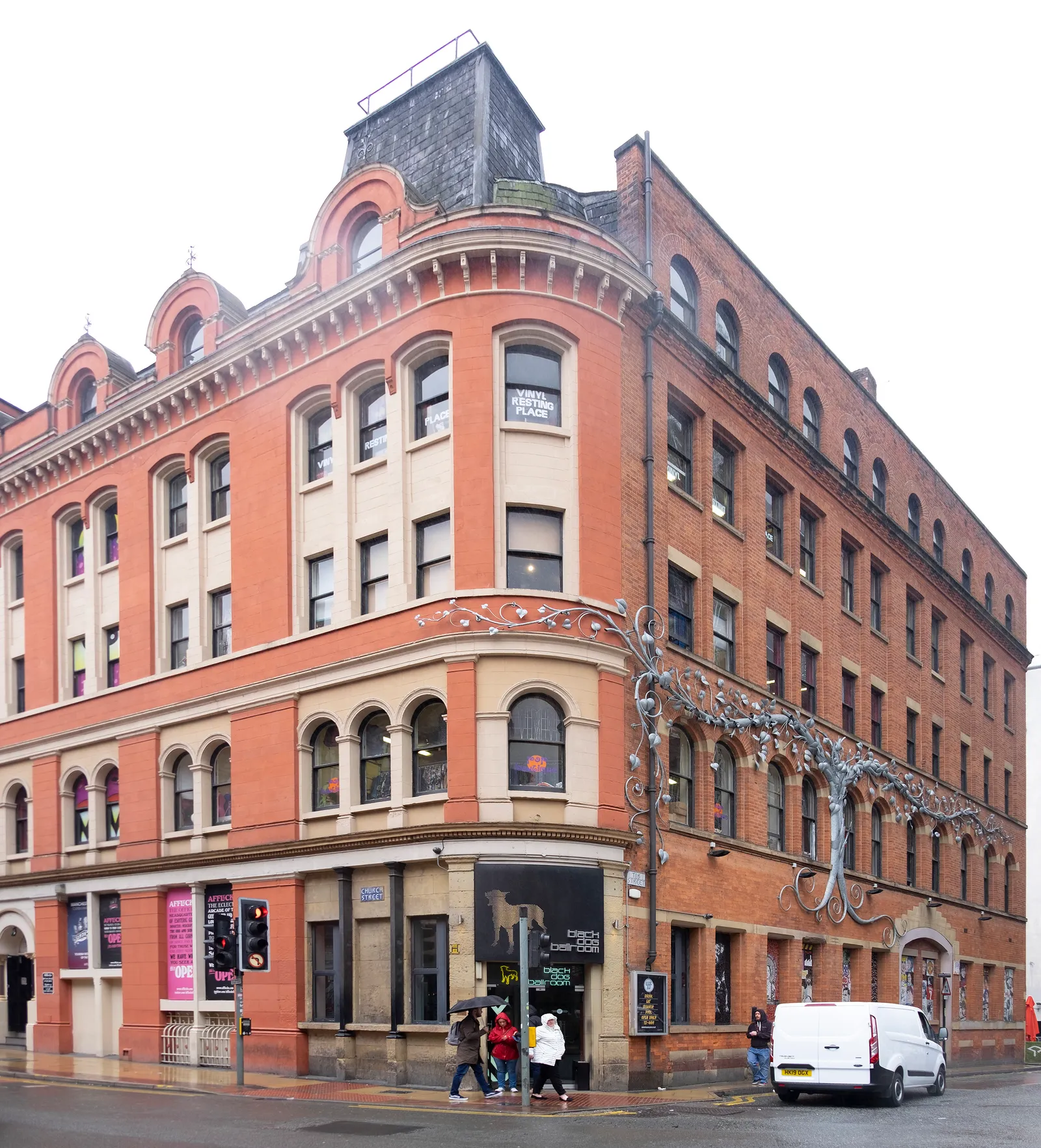 The red-brick Victorian corner building on Oldham Street in Manchester's Northern Quarter that houses Afflecks indoor market