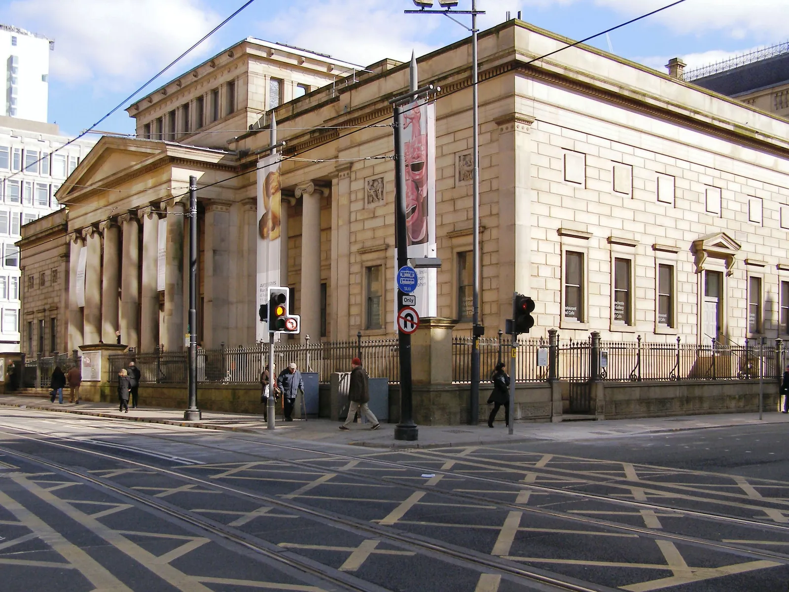 The columned stone facade of Manchester Art Gallery on Mosley Street