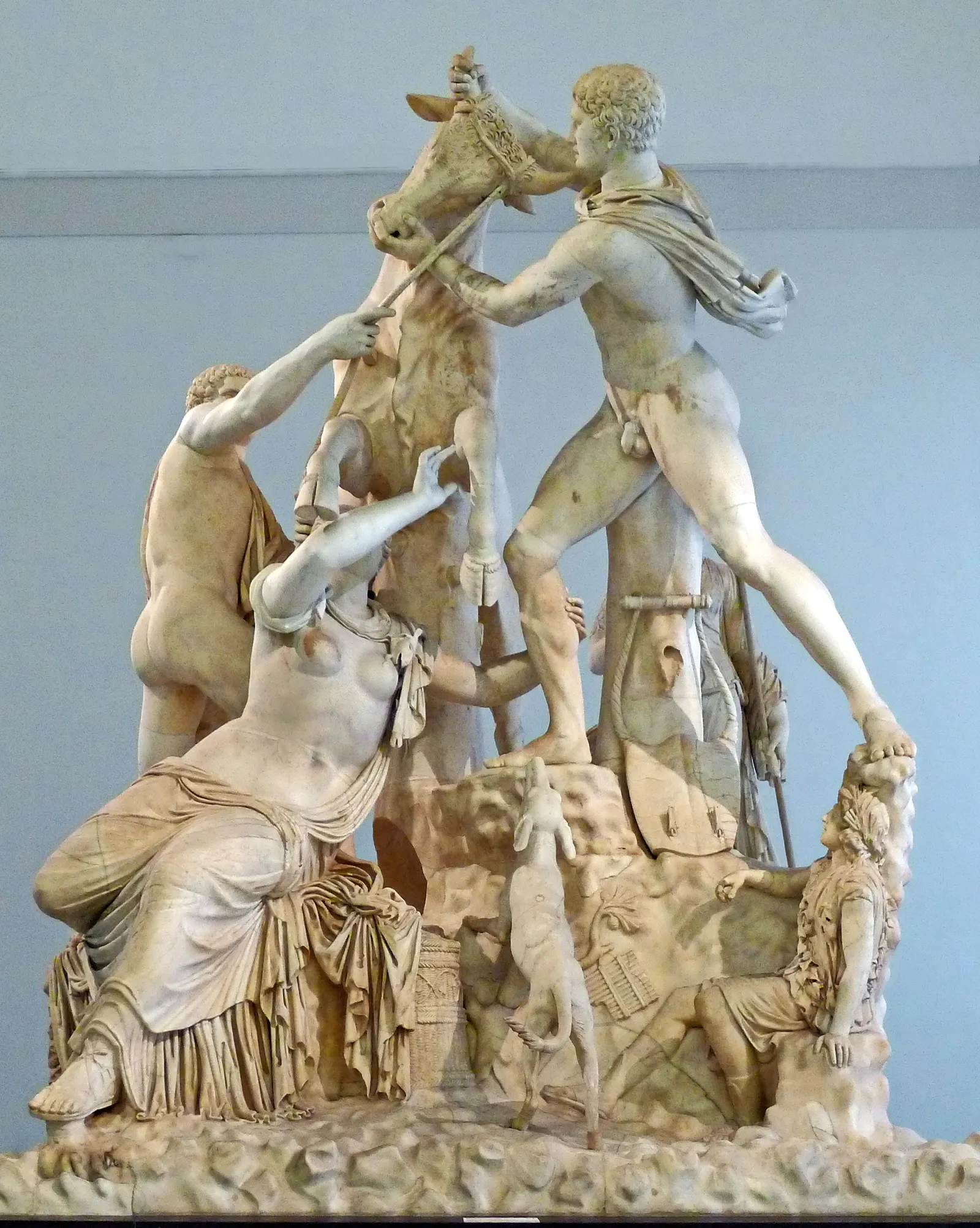 The Farnese Bull, a colossal marble group of four figures around a bull, in the National Archaeological Museum of Naples