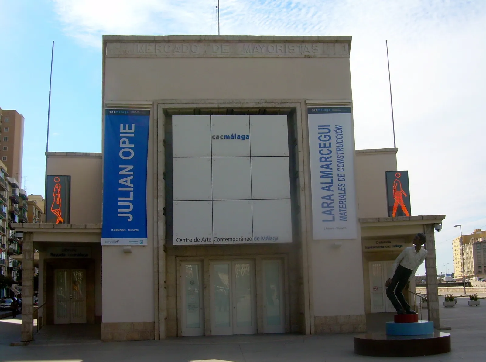 The angular Rationalist facade of CAC Málaga, the contemporary art museum housed in a former 1939 wholesale market building
